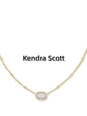 Mini Elisa Gold Satellite Short Pendant Necklace in Pink Opalite Crystal